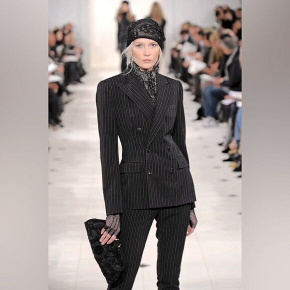 Ralph Lauren Fall 2010 Collection Black Multi Stripe Wool Spat Hem Trouser - Picture 14 of 17